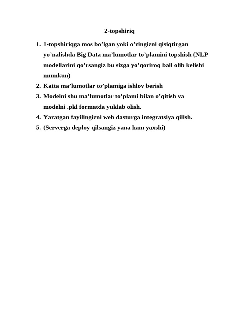 2-Topshiriq For 4 TH C | PDF