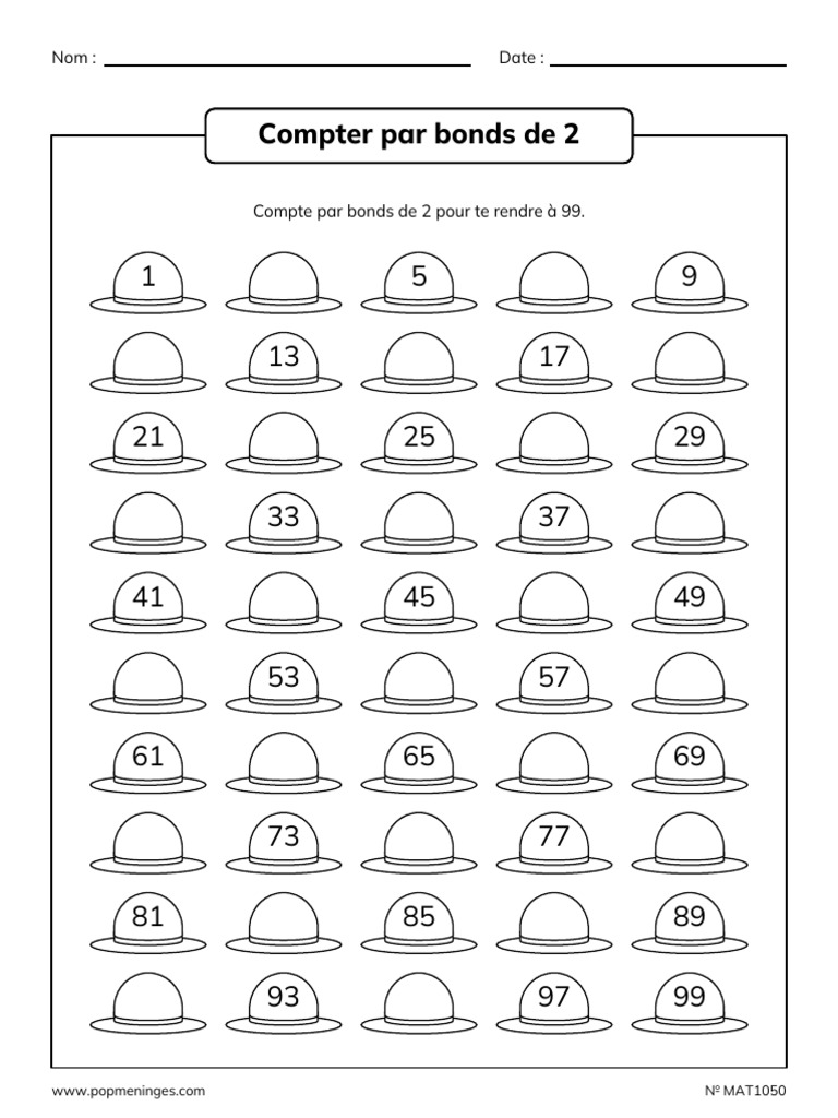 Compter par bonds de 2 jusqu'à 99 | PDF