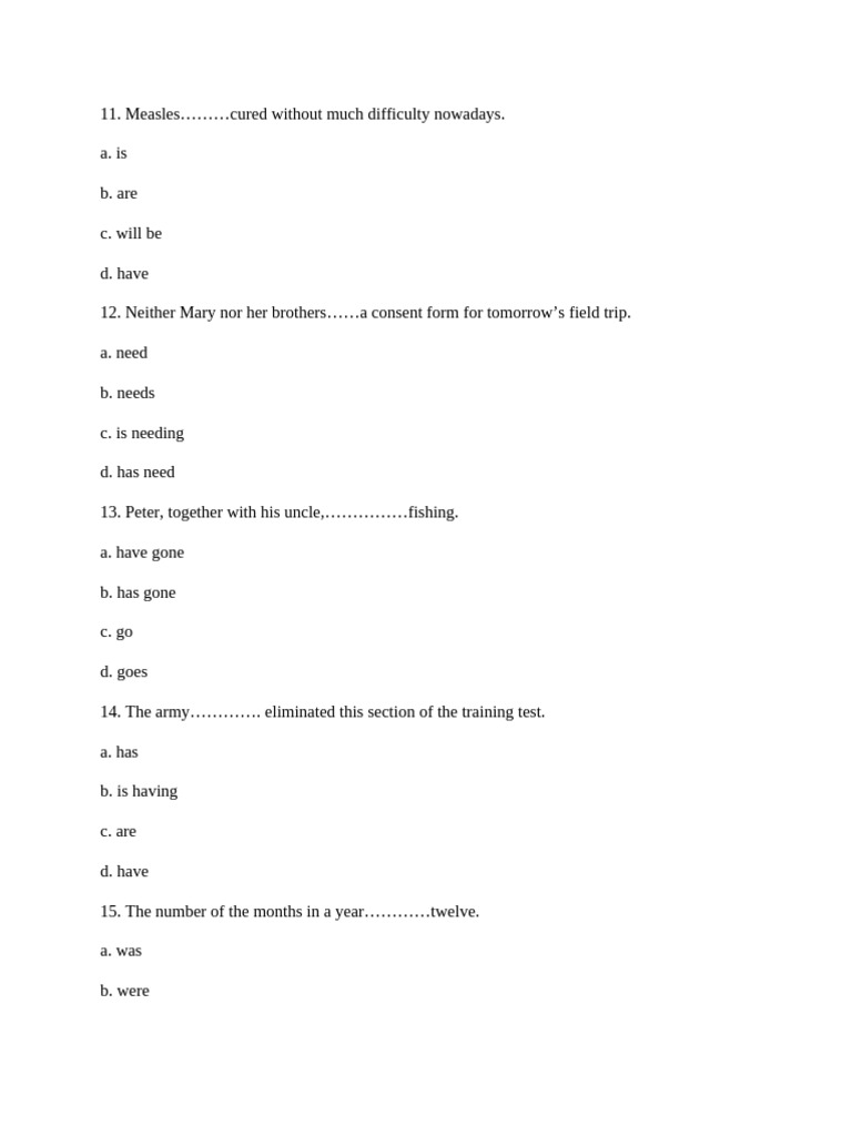 Subject verb agreement pdf