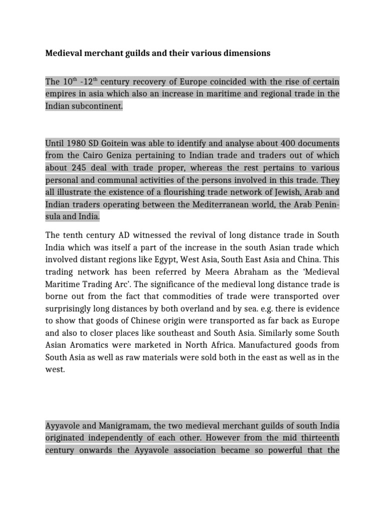 Medieval South Indian Trade Guilds | PDF | Trade