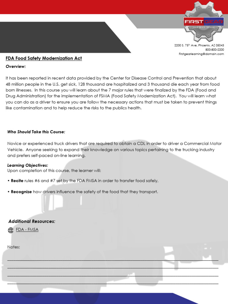 FSMA Training for Truck Drivers | PDF | Food Safety | Food And Drug ...