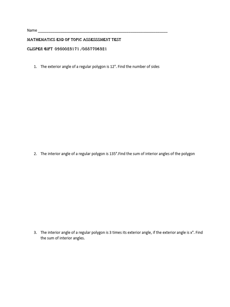 Mathematics Test Online