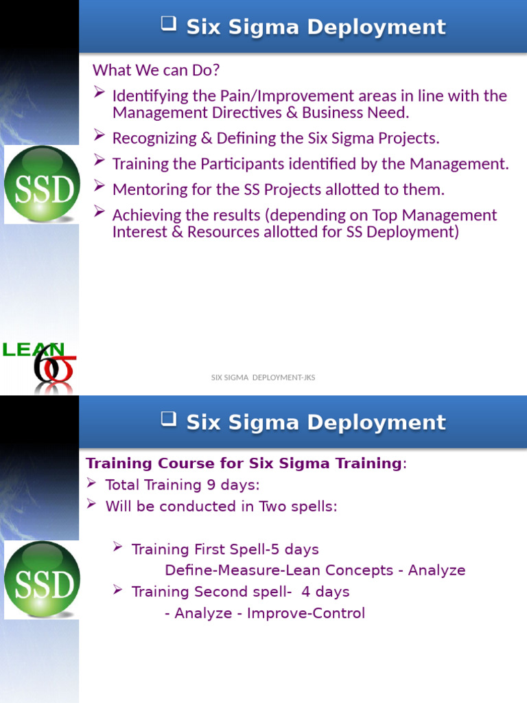Six Sigma Deployment Training Overview | PDF | Six Sigma | Standard ...