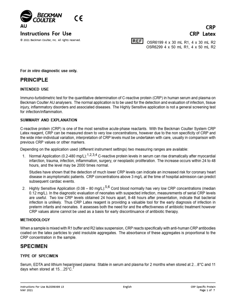 Normal CRP Report Guidelines | PDF | C Reactive Protein | Immunology