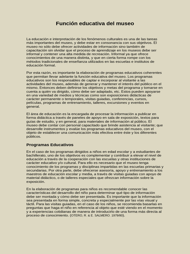 Educación y programas en museos | PDF | Museo | Aprendizaje