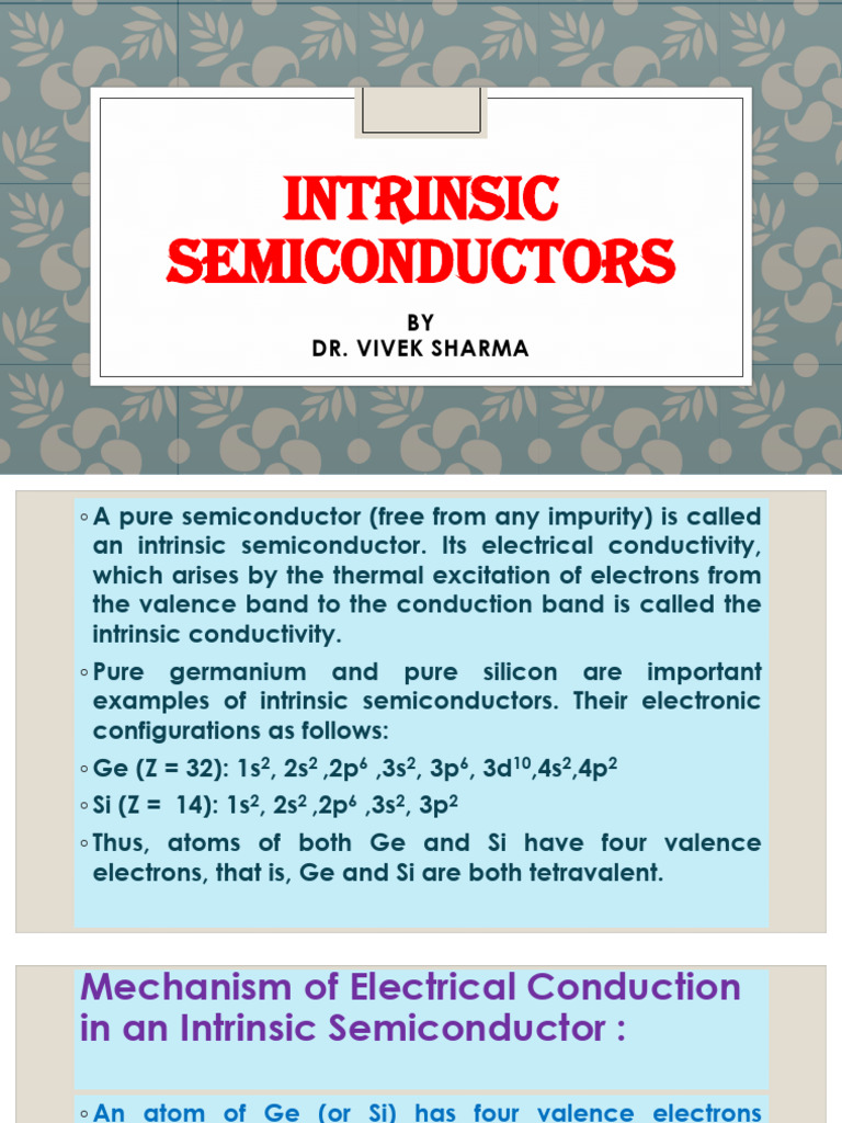 Intrinsic Semiconductors Pdf Semiconductors Electrical