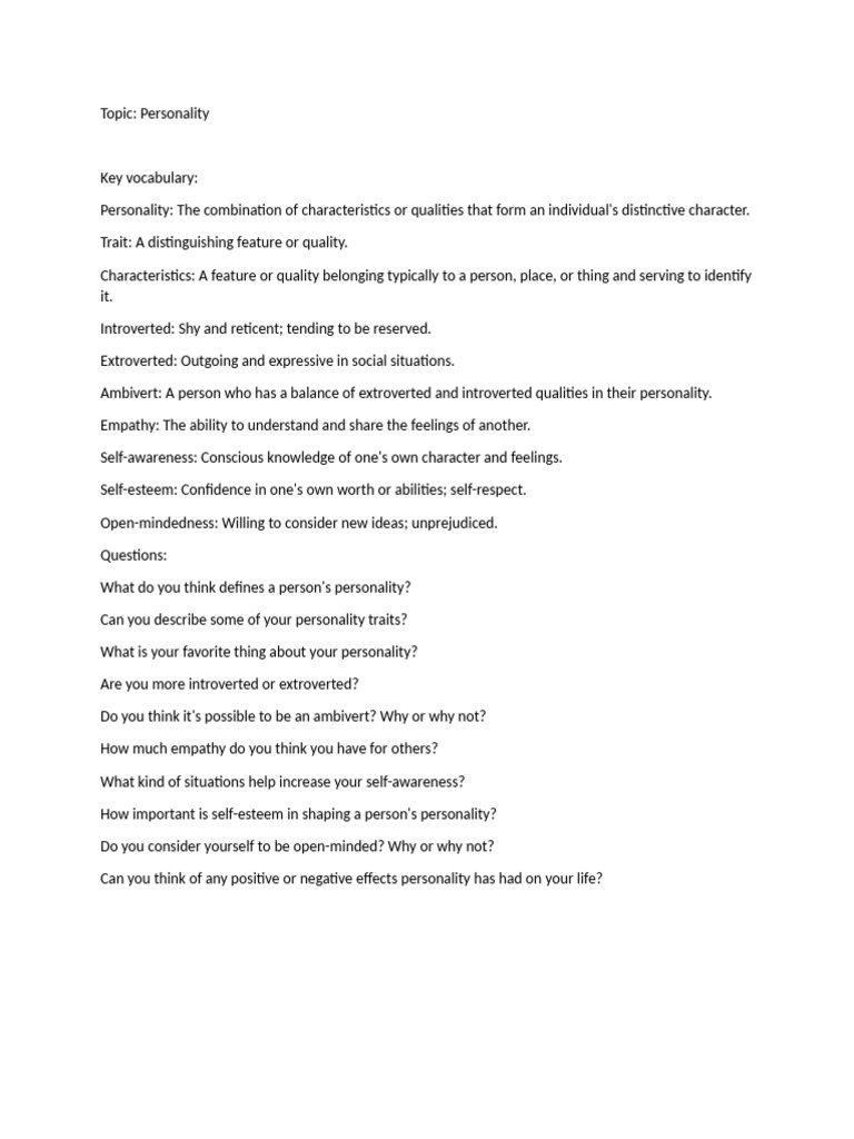 Personality | PDF