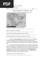 Prova Geografia - 1º Bimestre - 7º ano