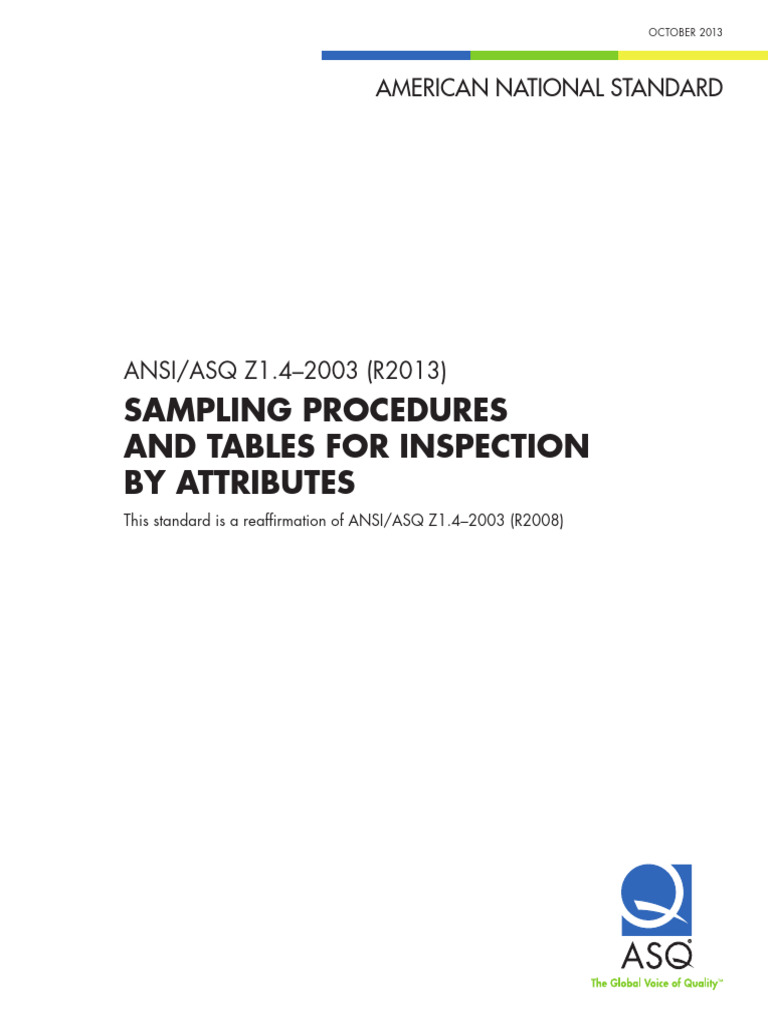 Ansi+asq+z1 4-2003+ (R2013) | PDF | Sampling (Statistics ...