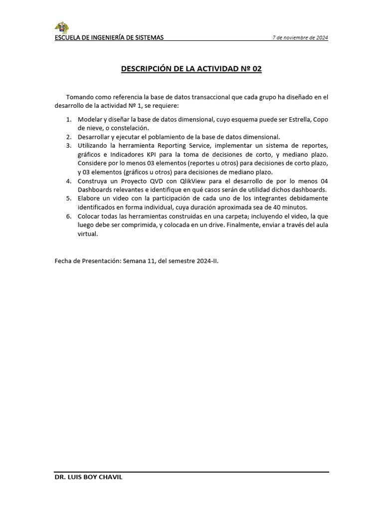 Descripción de La Actividad #02 | PDF