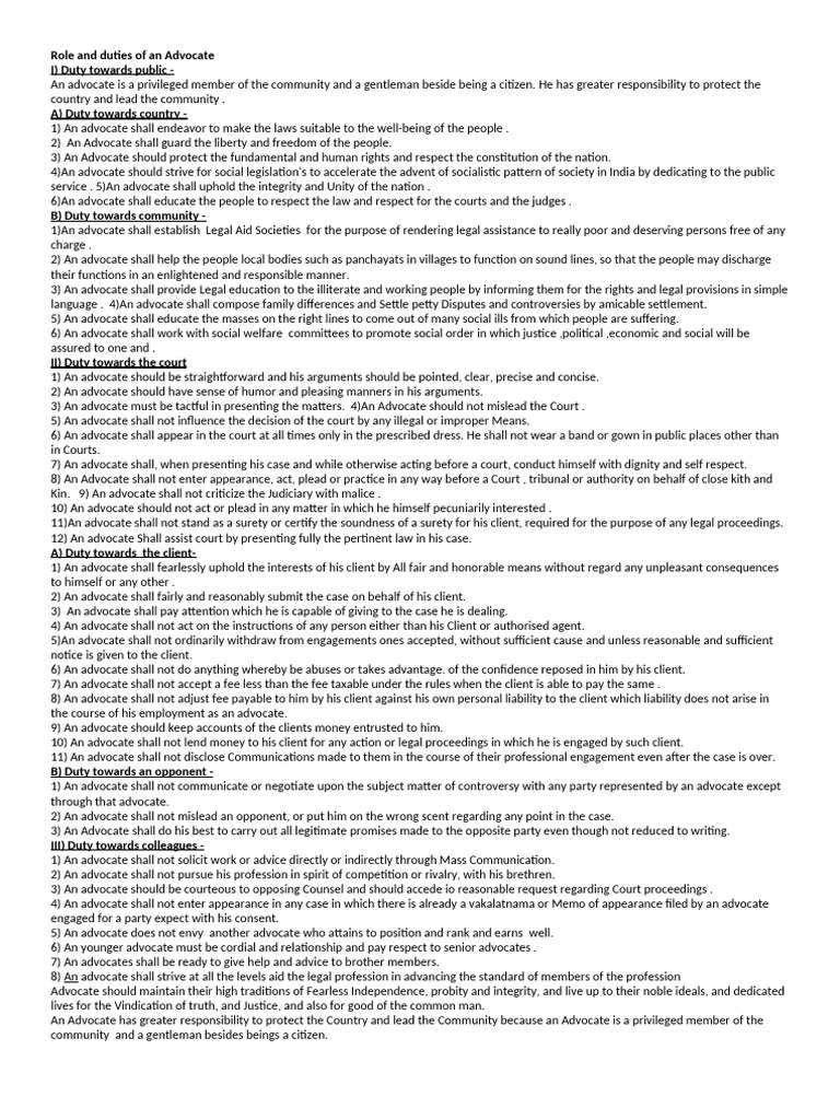 Professional Ethics Notes Pdf Contempt Of Court Advocate