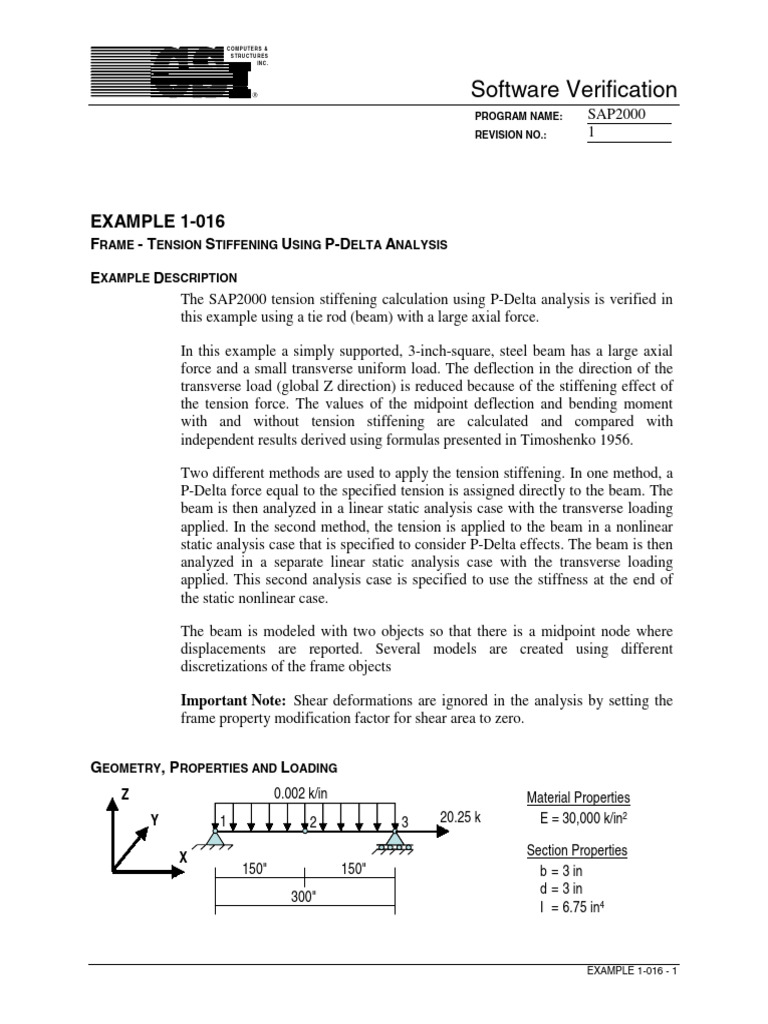 SAP2000 Tension Stiffening Analysis | PDF | Beam (Structure) | Applied ...