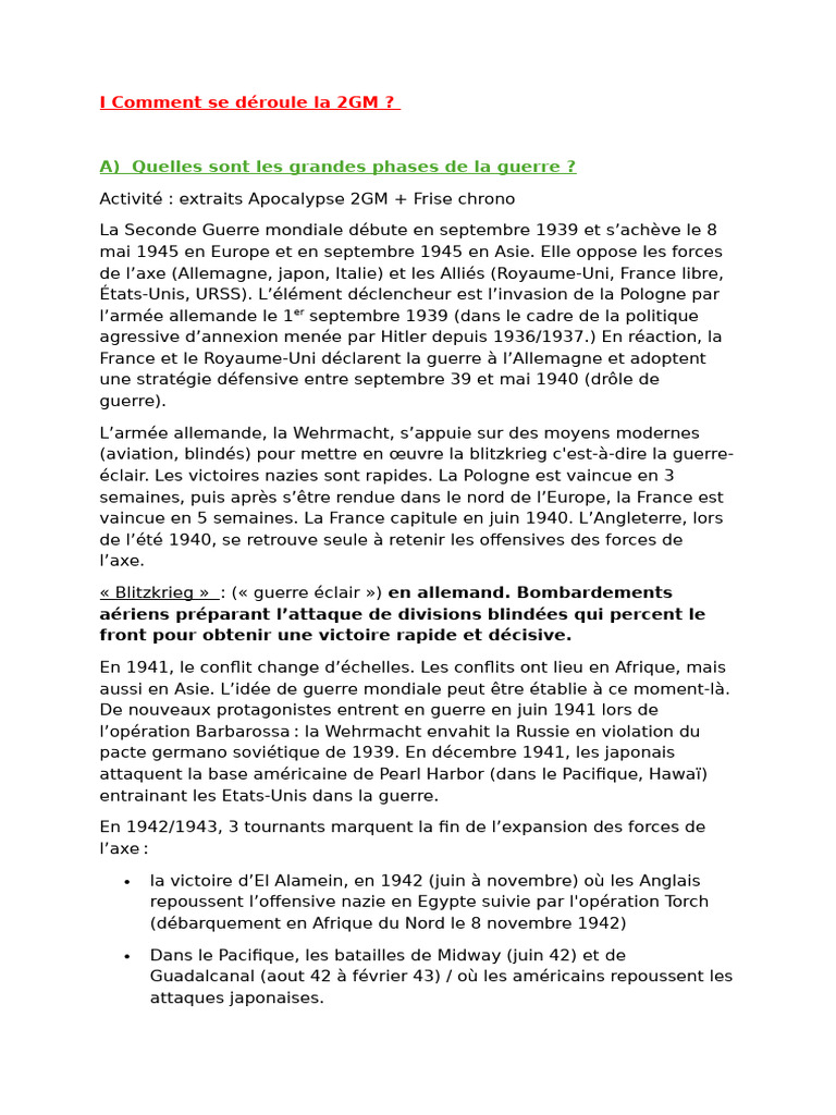 Phases clés de la Seconde Guerre mondiale | PDF | Camp d'extermination ...