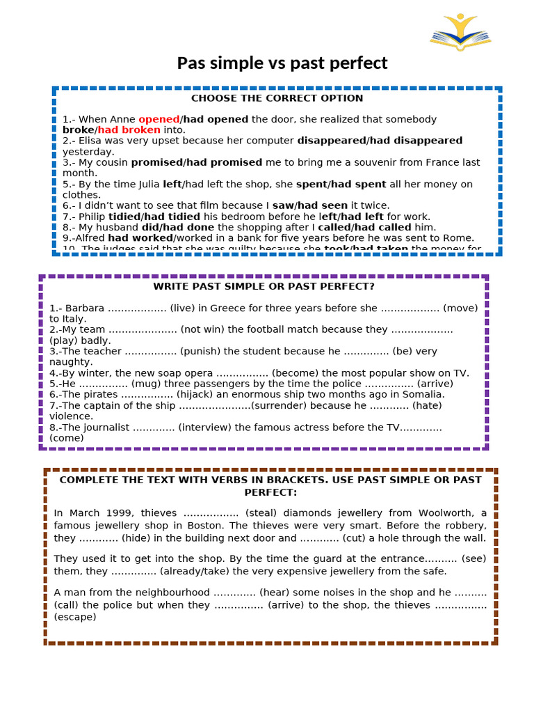 Past Perfect or Past Simple | PDF