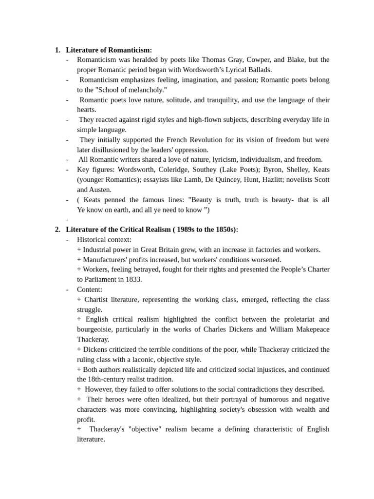 Literature Of Romanticism Pdf Romanticism William Wordsworth