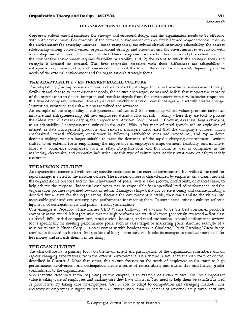 Otd HO24 | PDF | Entrepreneurship | Organizational Culture