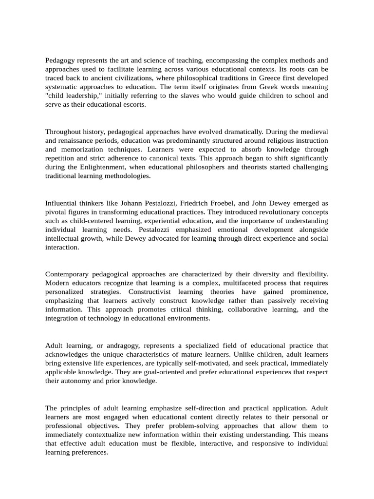Pedagogy Represents The Art and Science of Teaching | PDF | Learning ...