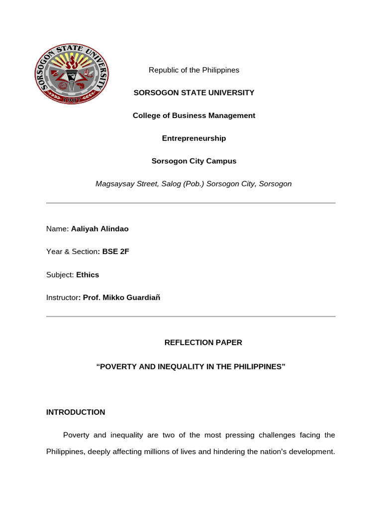 Iyah Reflection paper | PDF | Economic Inequality | Discrimination ...