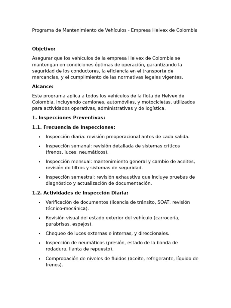 Mantenimiento Vehicular Helvex Colombia | PDF | Neumático | Camión