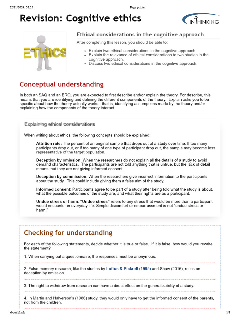 Cognitive Ethics in Psychological Research | PDF | Informed Consent ...
