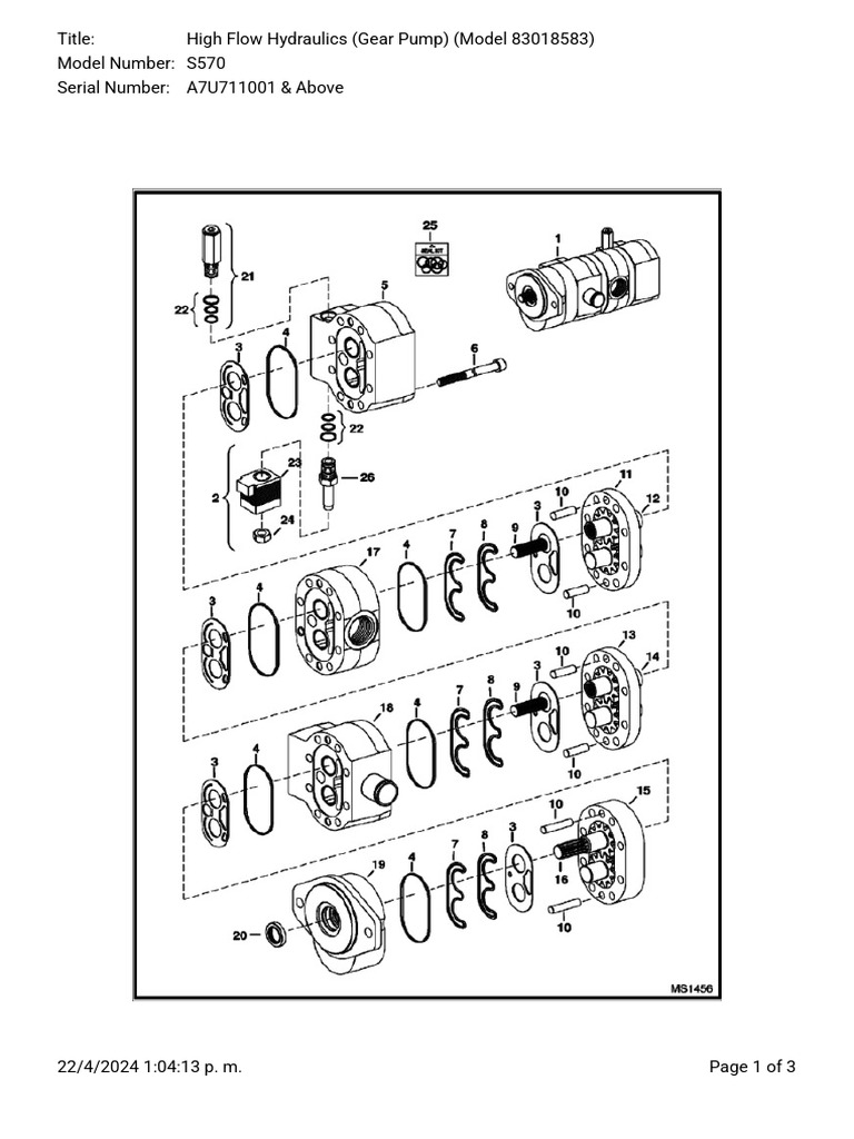 Gear Pump Parts List for Model S570 | PDF | Pump | Hydraulics