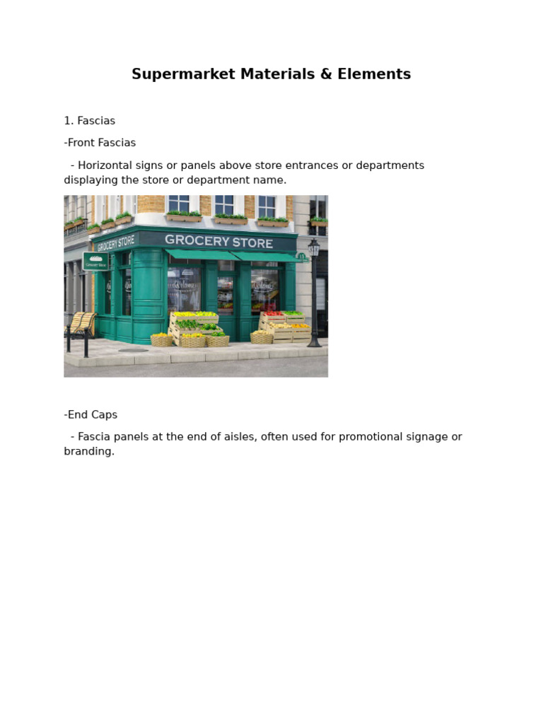 Supermarket Display Elements Guide | PDF | Lighting | Point Of Sale