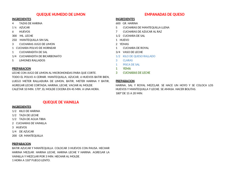 RECETAS | PDF