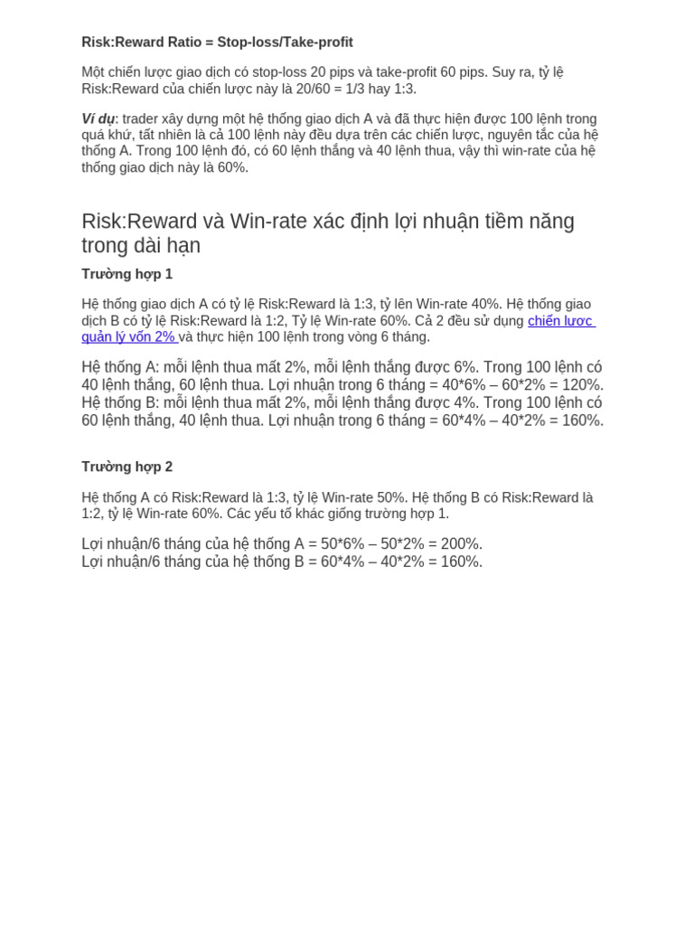 Risk-Reward Và Win-Rate | PDF