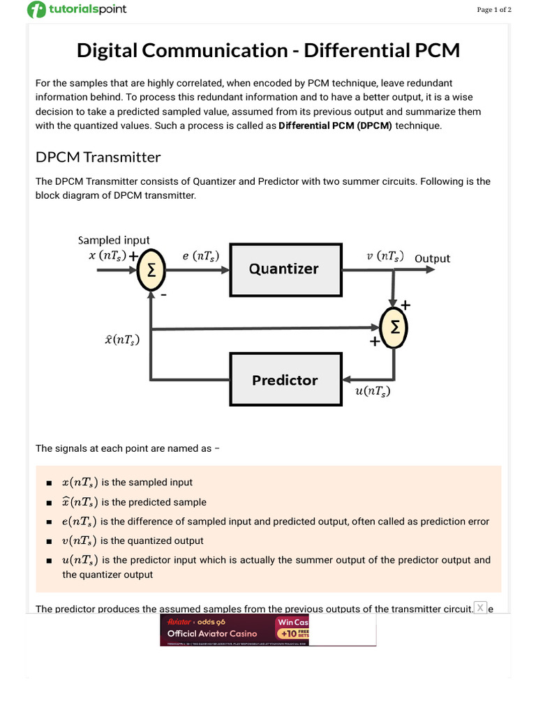Digital Communication - Differential PCM | PDF | Data Transmission ...