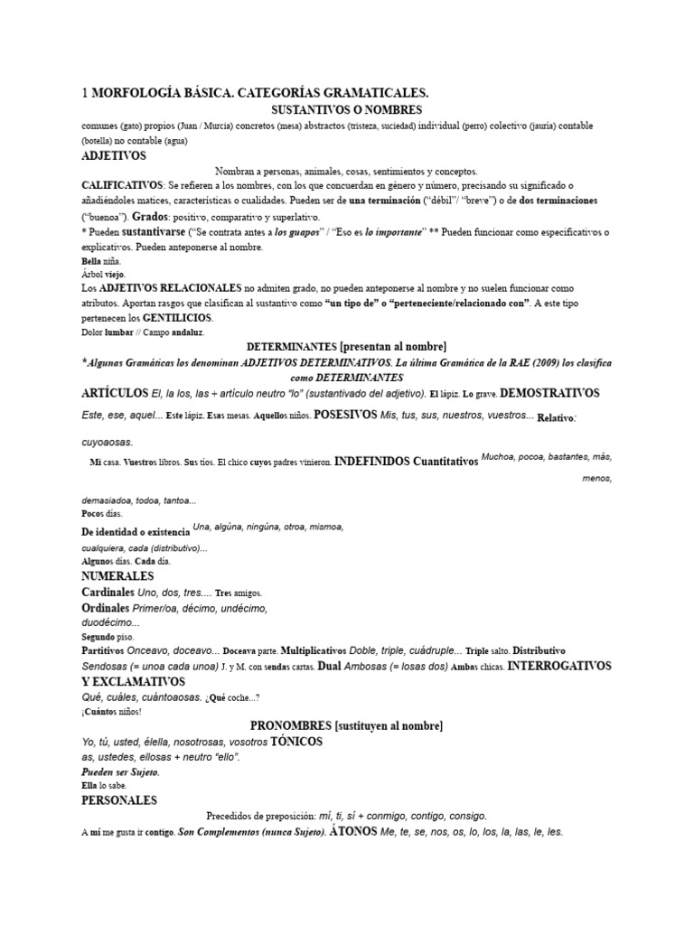 Guía Completa de Categorías Gramaticales | PDF | Adverbio | Adjetivo