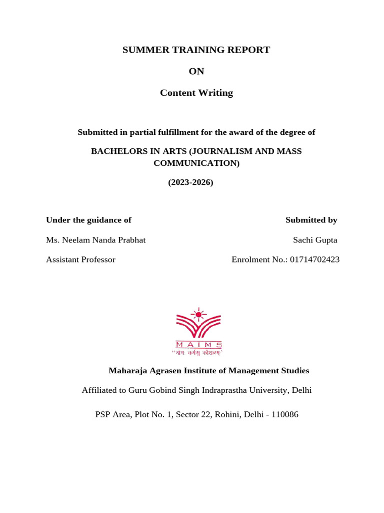 SUMMER TRAINING REPORT FOR CIVIL ENGINEERING STUDENTS PDF visual data 3