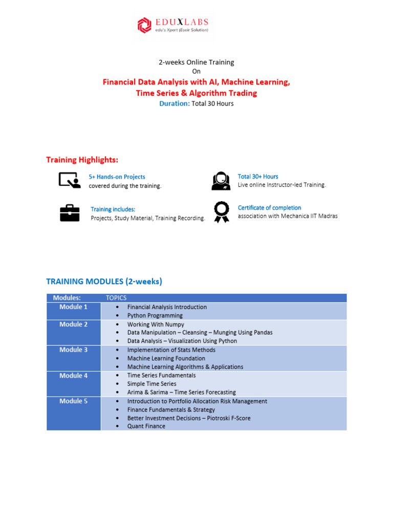 Financial Data Analysis With AI (2-Weeks) | PDF | Autoregressive ...