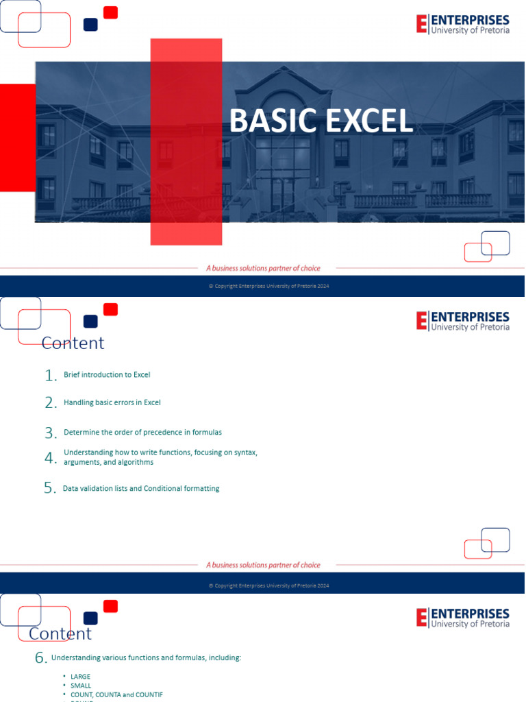 MS Excel Basic Slides, Course | PDF | Microsoft Excel | Multiplication