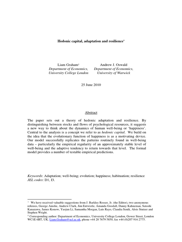 hedonic | PDF | Social Capital | Well Being