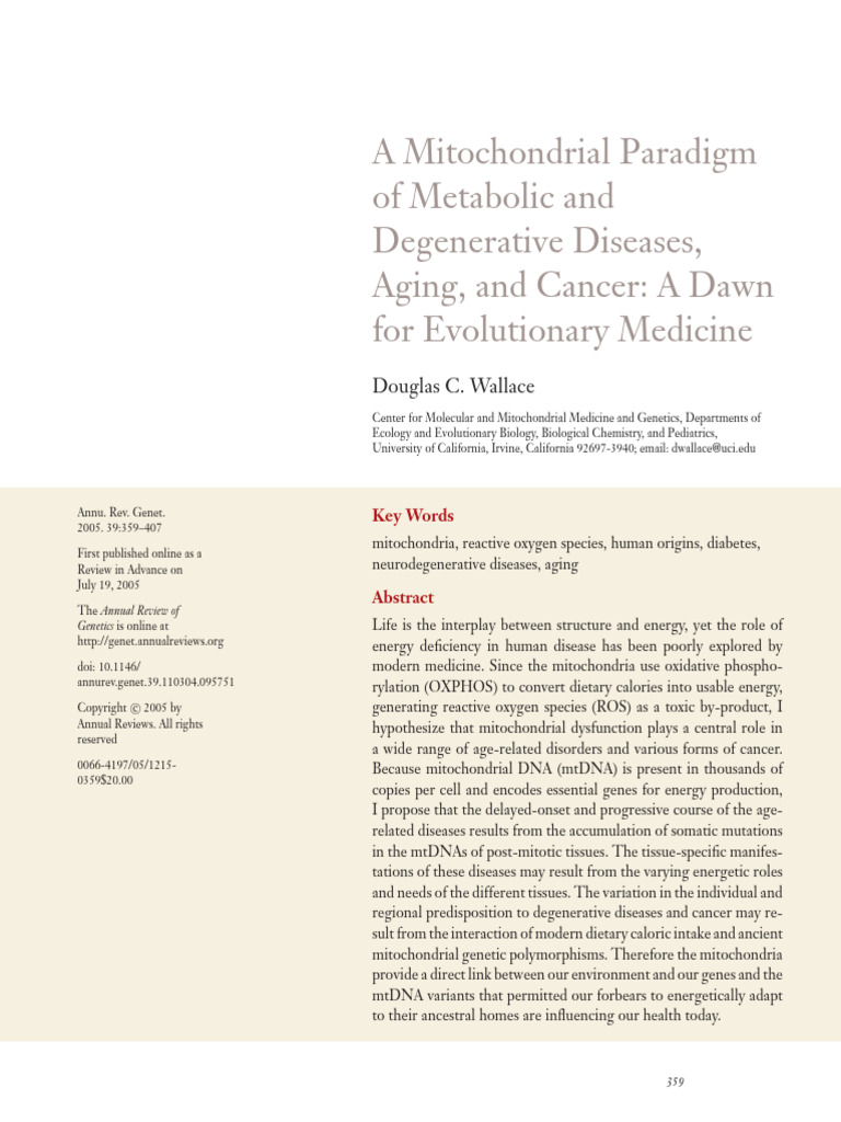 A Mitochondrial Paradigm | PDF | Mitochondrion | Mitochondrial Dna