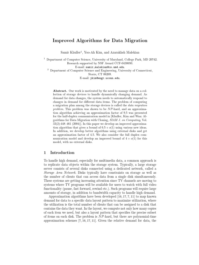 Enhanced Data Migration Algorithms | PDF | Theoretical Computer Science ...