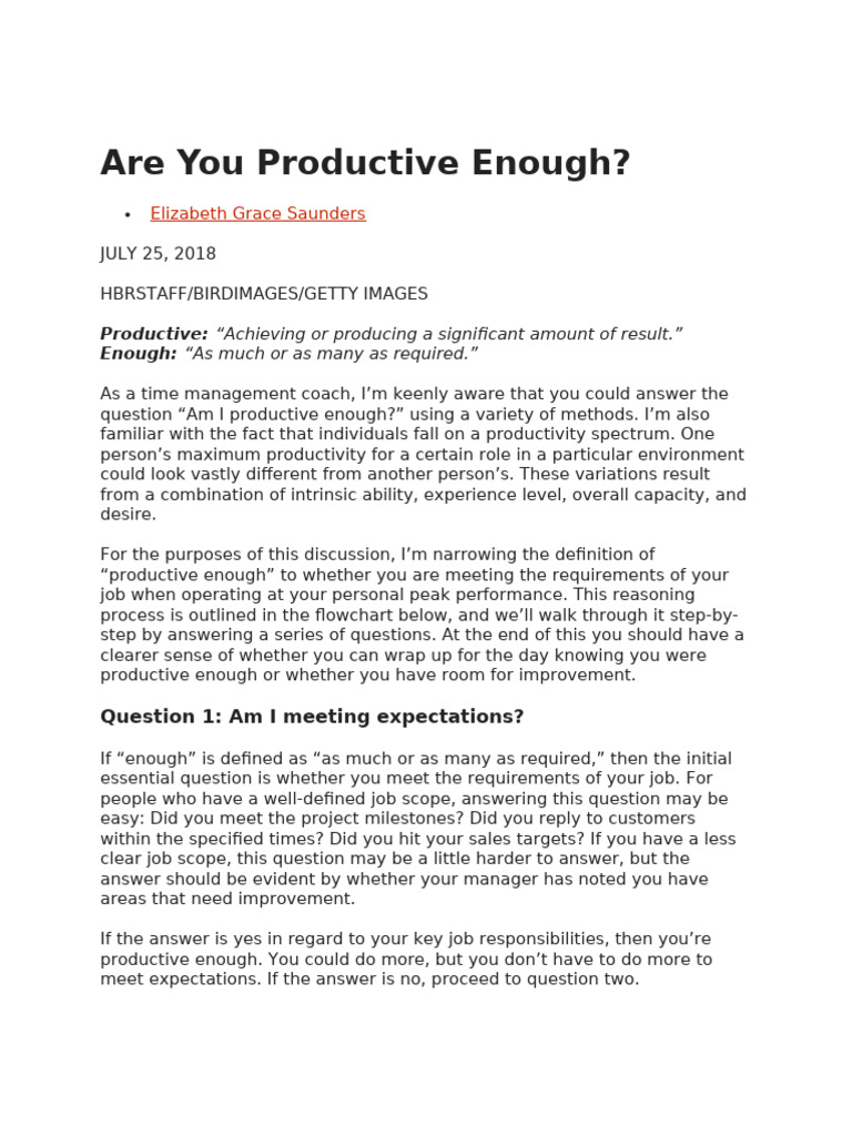 Assessing Your Productivity Levels | PDF | Question | Social Psychology