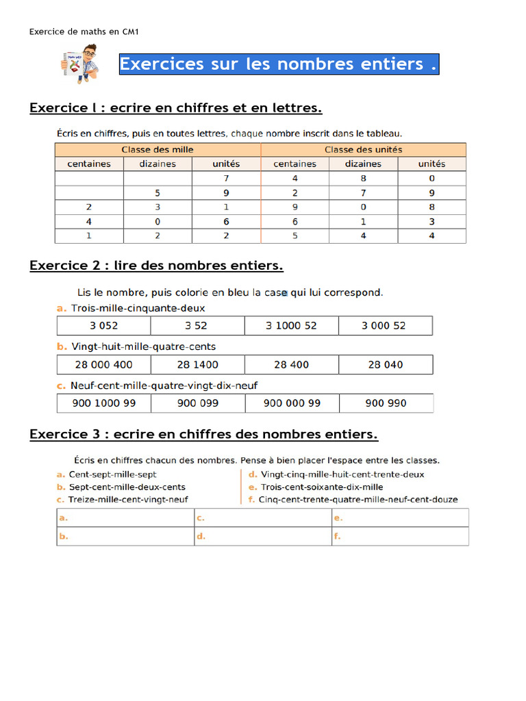 Exercices de maths pour CM1 | PDF