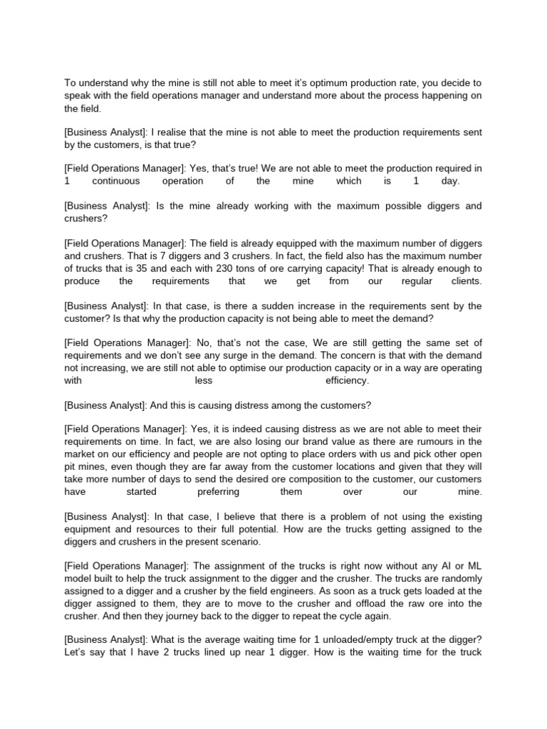 Conversation Between The Analyst and The Field Operations Manager | PDF ...