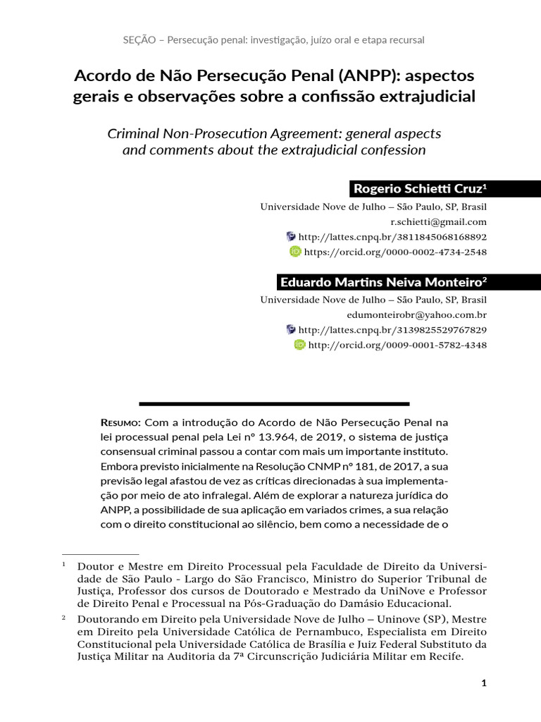 ARTIGO 07 - ANPP - CONFISSÃO EXTRAJUDICIAL | PDF | Confissão (jurídico ...