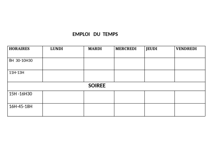 Emploi Du Temps | PDF