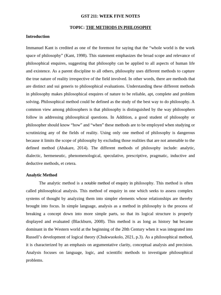 GST 211 Week Five Notes | PDF | Dialectic | Deductive Reasoning