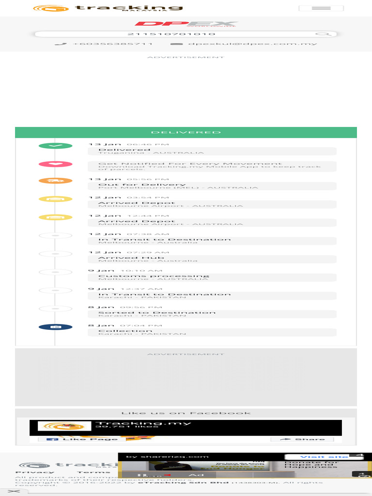 #211510701010 - Dpex Express - Tracking - My | PDF
