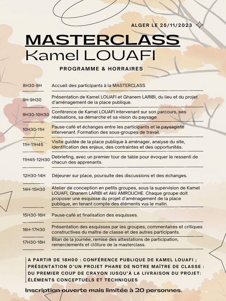 Masterclass Aménagement Paysager à Alger | PDF
