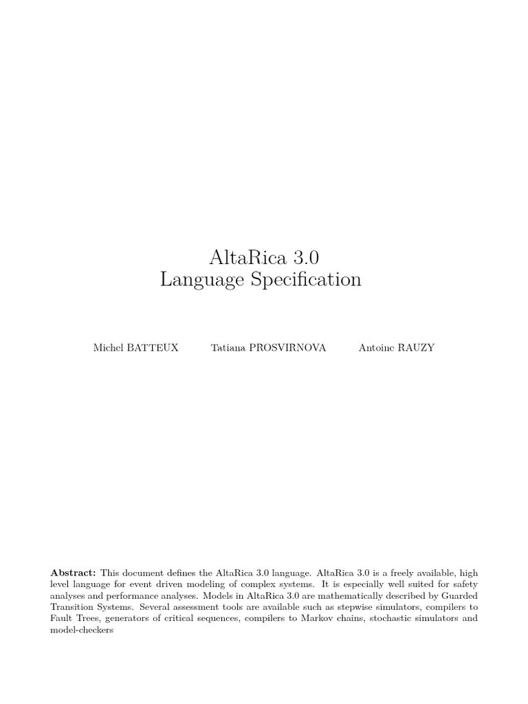 AltaRica 3.0 Language Specification - V1.2 | PDF | Class (Computer ...