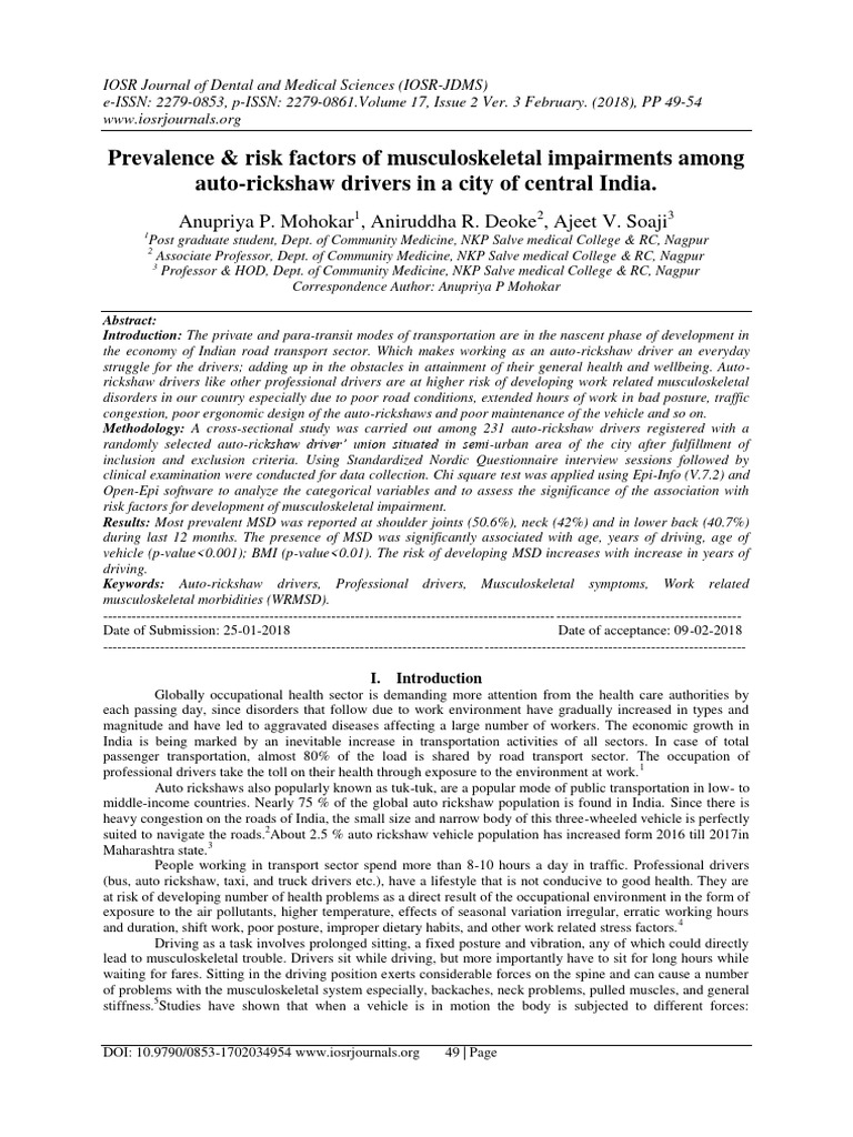 Prevalence and Risk Factors of Musculosk | PDF | Human Factors And ...