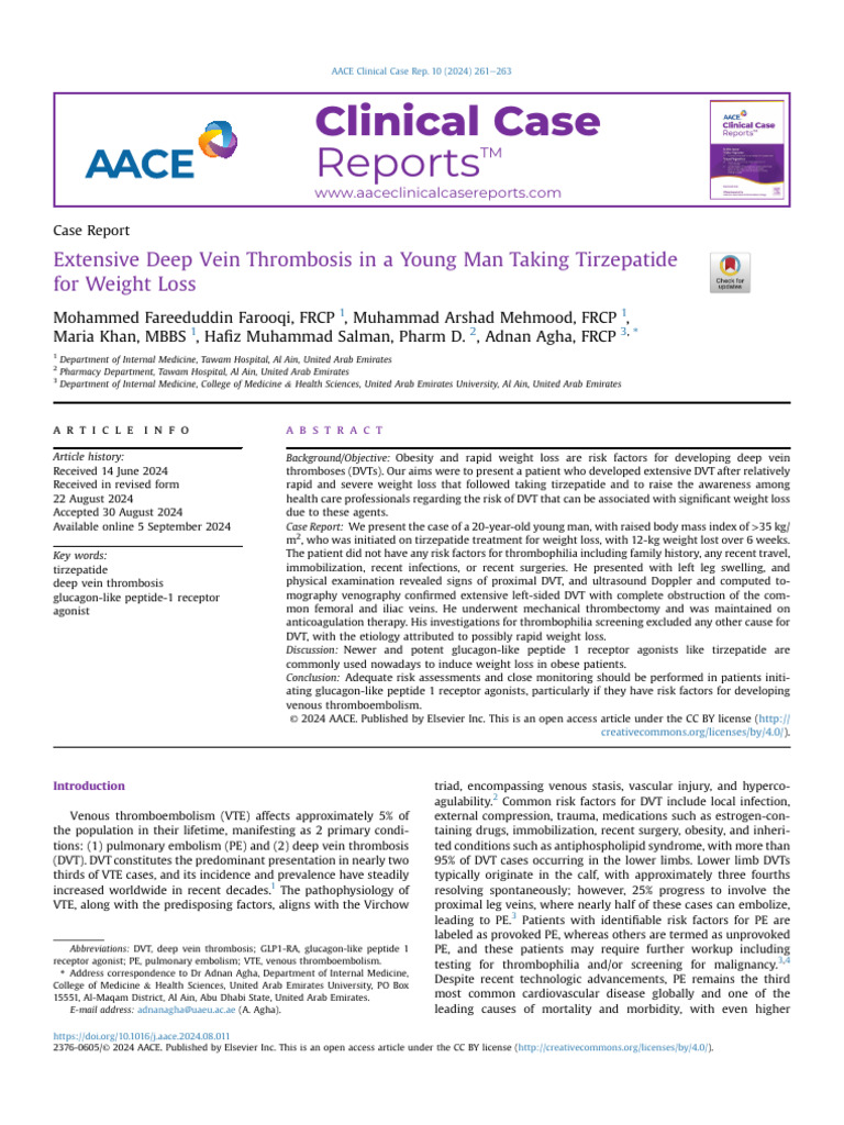 Extensive Deep Vein Thrombosis in A Young Man Taki | PDF | Thrombosis ...