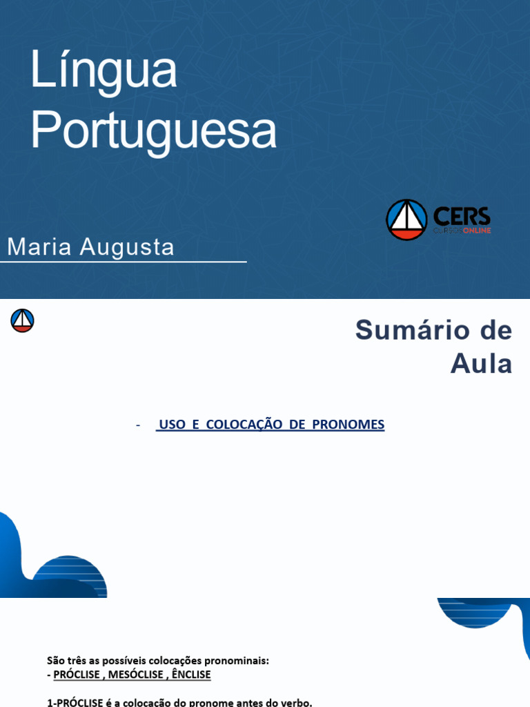Uso e Colocação de Pronomes em Português | PDF | Pronome | Linguística