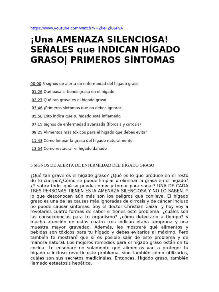Higado Graso Pdf Alimentos Cirrosis