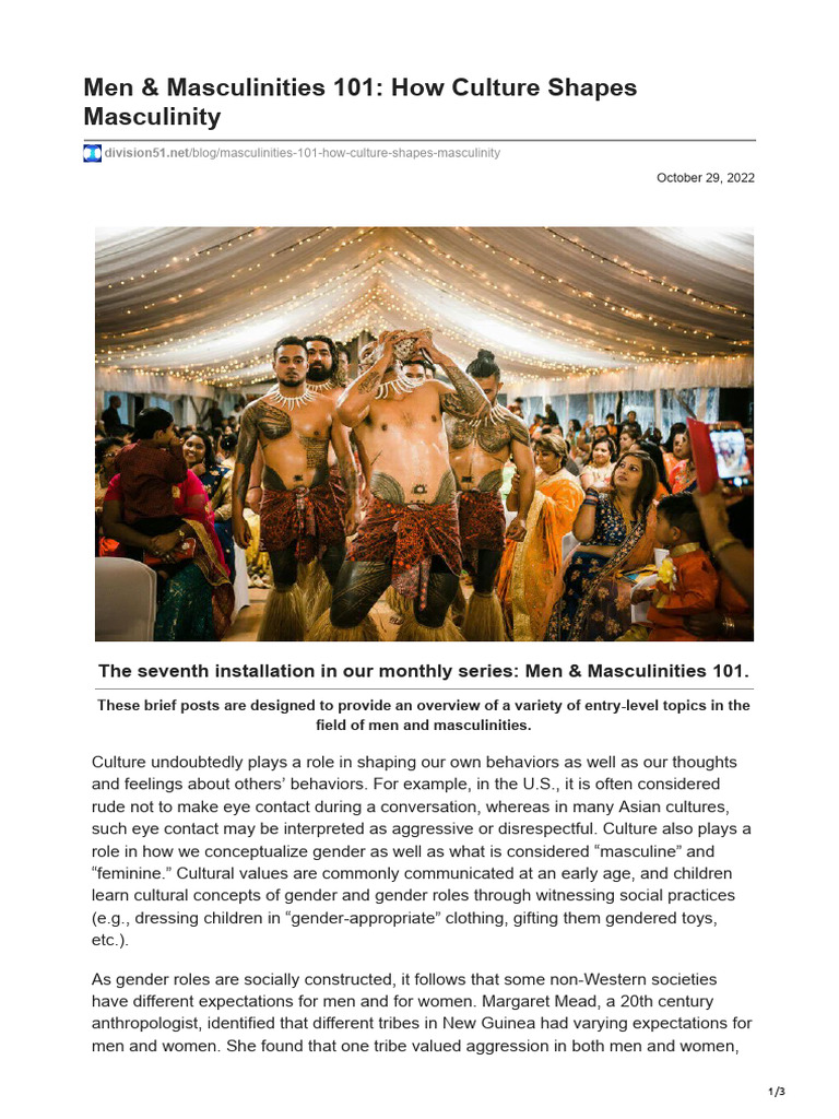 Culture's Impact on Masculinity | PDF | Masculinity | Gender